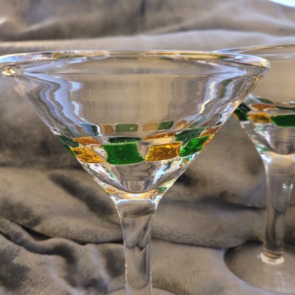 4 Murano Italian Cocktail Glasses, clear/colored block pattern - MCM, EUC - Picture 9 of 11